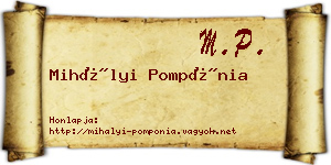 Mihályi Pompónia névjegykártya